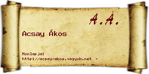 Acsay Ákos névjegykártya