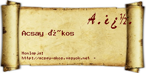 Acsay Ákos névjegykártya